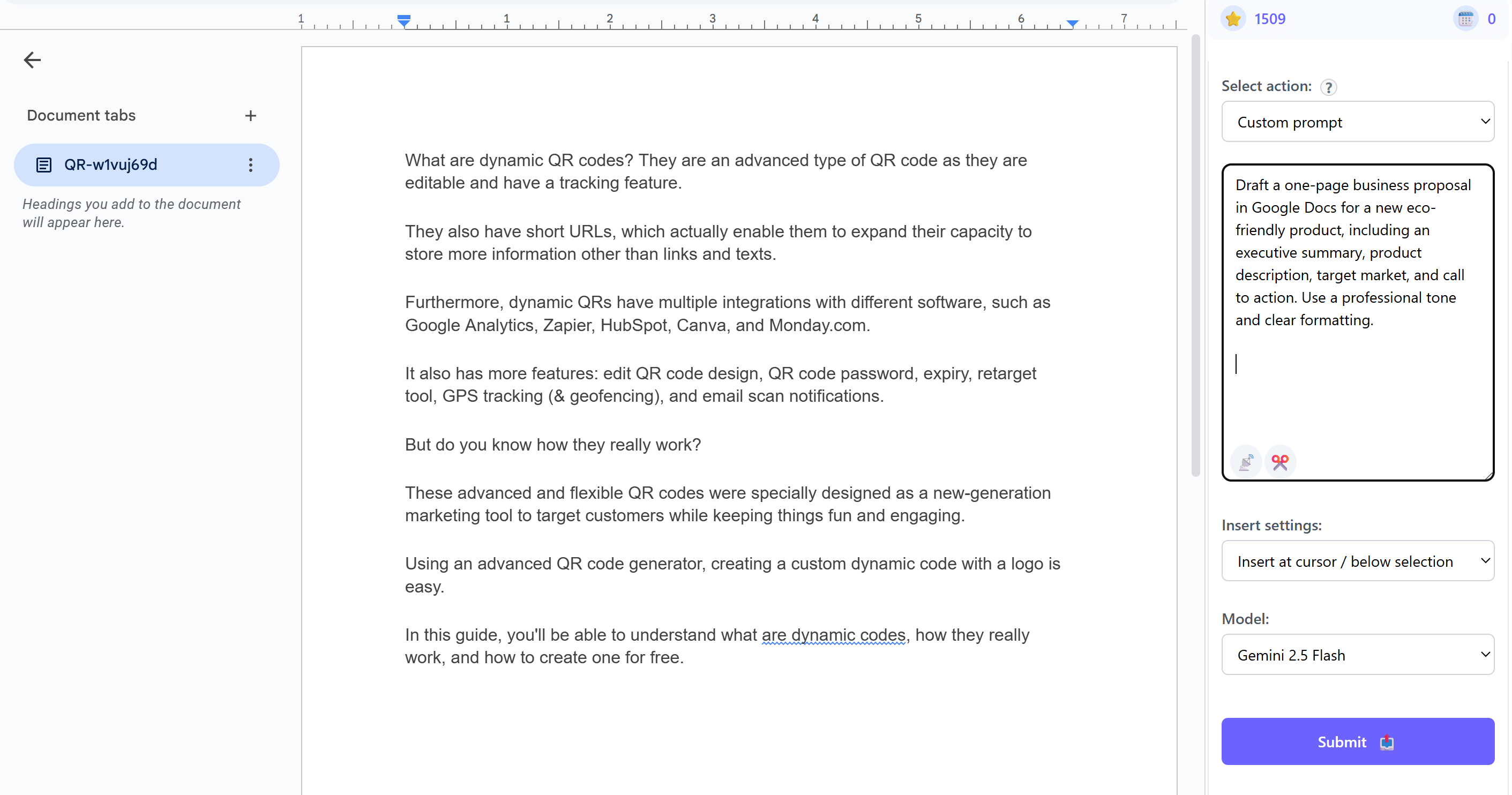 Google Docs with AI features